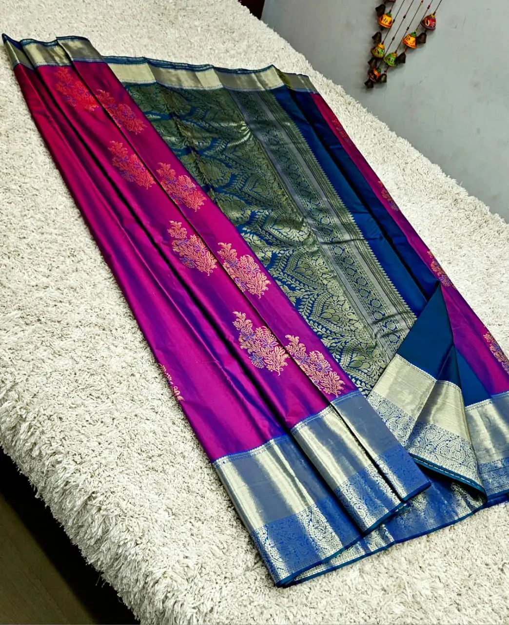 Mango Butta Korvai Border Kanchi Mixed Silk Saree